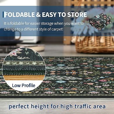 Fashionwu Folded Bordered Thin Modern Indoor Washable Area Rugs for Bathroom Laundry Living Room
