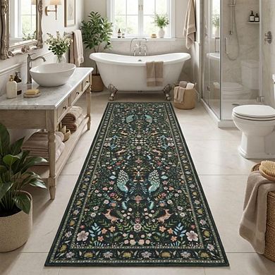Fashionwu Folded Bordered Thin Modern Indoor Washable Area Rugs for Bathroom Laundry Living Room