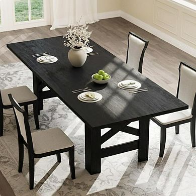 Large Kitchen Table with Thickened Tabletop, 70.87" Wood Farmhouse Dining Table for 6-8 People