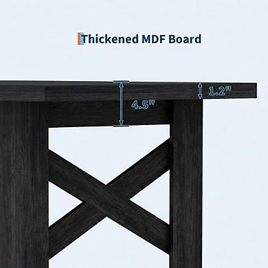 Large Kitchen Table with Thickened Tabletop, 70.87" Wood Farmhouse Dining Table for 6-8 People