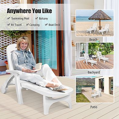 Costway 2 PCS Folding Chaise Lounge Chair 5-Position Adjustable Recliner