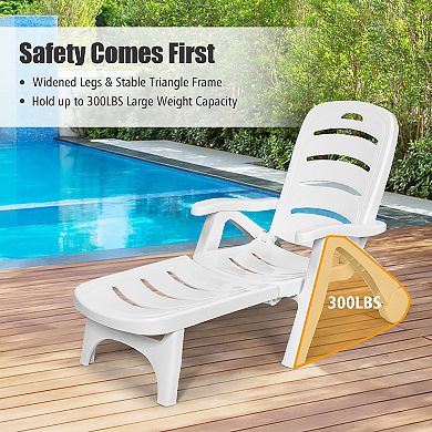 Costway 2 PCS Folding Chaise Lounge Chair 5-Position Adjustable Recliner