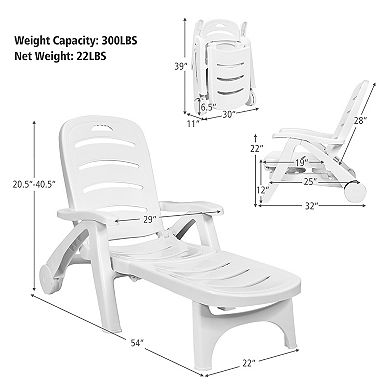 Costway 2 PCS Folding Chaise Lounge Chair 5-Position Adjustable Recliner