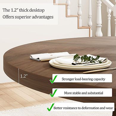 Modern Round Dining Table, 47" Kitchen Table Seats 4-6, Wooden Base Dining Room Table