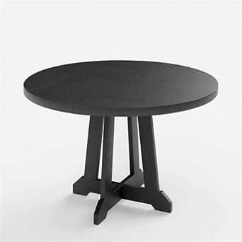 Modern Round Dining Table, 47" Kitchen Table Seats 4-6, Wooden Base Dining Room Table