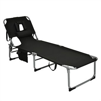 Costway Outdoor Beach Lounge Chair Folding Chaise Lounge with Pillow