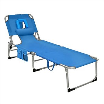 Costway Outdoor Beach Lounge Chair Folding Chaise Lounge with Pillow