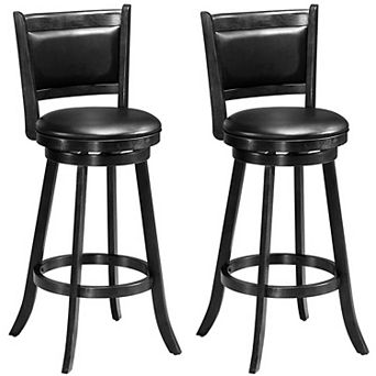 Costway Swivel Bar Stools with Solid Rubber Wood Frame for Kitchen Island