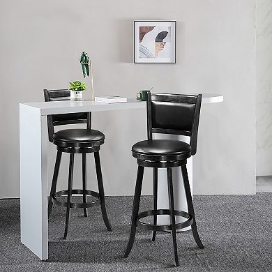 Costway Swivel Bar Stools with Solid Rubber Wood Frame for Kitchen Island