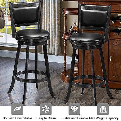 Costway Swivel Bar Stools with Solid Rubber Wood Frame for Kitchen Island