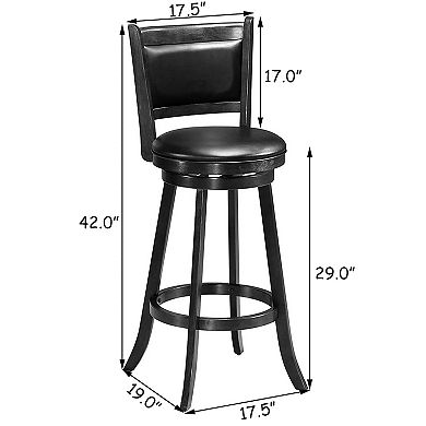 Costway Swivel Bar Stools with Solid Rubber Wood Frame for Kitchen Island