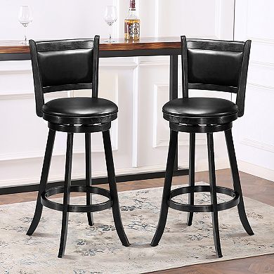 Costway Swivel Bar Stools with Solid Rubber Wood Frame for Kitchen Island