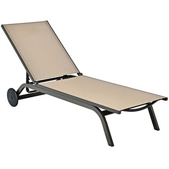 Costway Outdoor Patio Lounge Chair Chaise Reclining Aluminum Fabric Adjustable
