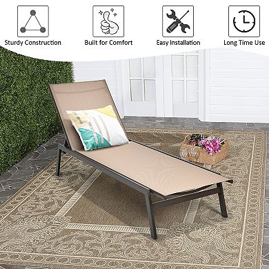 Costway Patio Lounge Chair Chaise Recliner Back Adjustable Garden Deck