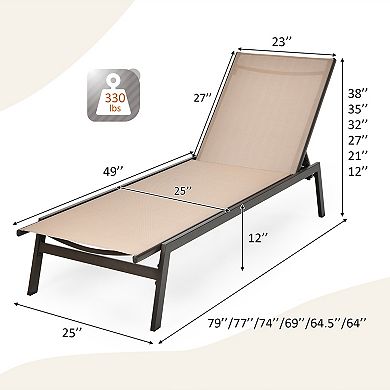 Costway Patio Lounge Chair Chaise Recliner Back Adjustable Garden Deck