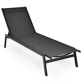 Costway Patio Lounge Chair Chaise Recliner Back Adjustable Garden Deck