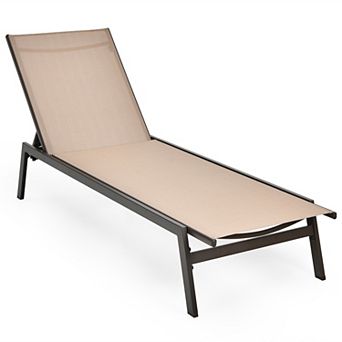Costway Patio Lounge Chair Chaise Recliner Back Adjustable Garden Deck