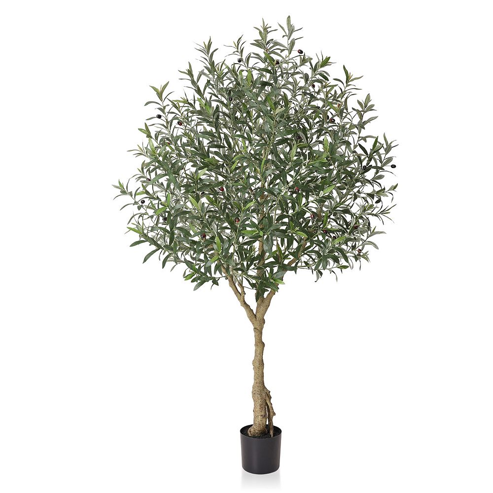 Artificial Olive Tree 7ft Tall, Faux Plant with Silk Leaves, Indoor ...