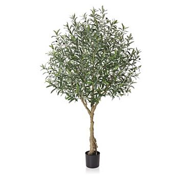 Artificial Olive Tree 7ft Tall, Faux Plant with Silk Leaves, Indoor Outdoor Fake Tree for Home Decor