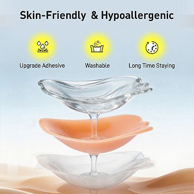 Adhesive Bra Strapless Sticky Invisible Push up Silicone Bra for Backless Dress with Nipple Covers