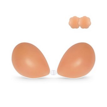 Adhesive Bra Strapless Sticky Invisible Push up Silicone Bra for Backless Dress with Nipple Covers