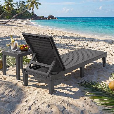 Costway Patio Lounge Chair Chaise Recliner Weather Resistant Adjustable