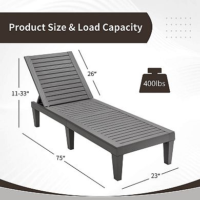 Costway Patio Lounge Chair Chaise Recliner Weather Resistant Adjustable