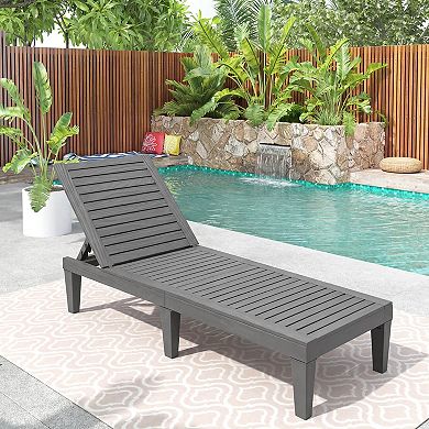Costway Patio Lounge Chair Chaise Recliner Weather Resistant Adjustable