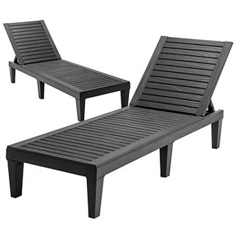 Costway Patio Lounge Chair Chaise Recliner Weather Resistant Adjustable