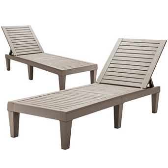 Costway Patio Lounge Chair Chaise Recliner Weather Resistant Adjustable