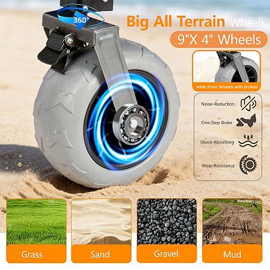 3-in-1 Collapsible Wagon, 500lbs Heavy-Duty, 180L Capacity with Rear Table, for Camping Beach