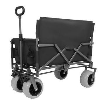 3-in-1 Collapsible Wagon, 500lbs Heavy-Duty, 180L Capacity with Rear Table, for Camping Beach