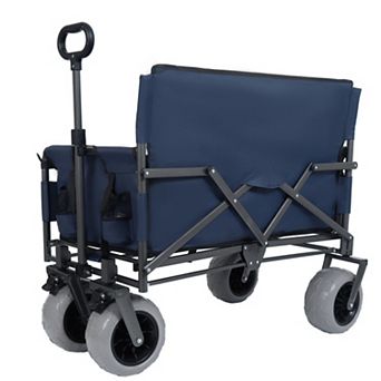 3-in-1 Collapsible Wagon, 500lbs Heavy-Duty, 180L Capacity with Rear Table, for Camping Beach