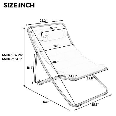 Set of 2 Outdoor Folding Chairs, Rattan-Wrapped with Adjustable Backrest, Thick Cushion for Poolside