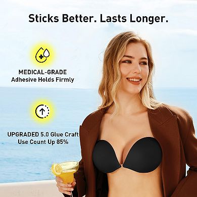 Women Strapless Sticky Bra Sticky Bras Adhesive Bra Invisible Push up Lift Bra with Nipple Covers