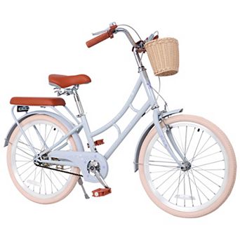 22 Inch Women Beach Cruiser Bike, Low-Step Frame with Basket, Comfortable Commuter Bike