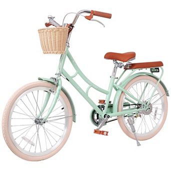 22 Inch Women Beach Cruiser Bike, Low-Step Frame with Basket, Comfortable Commuter Bike