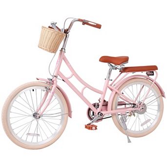 22 Inch Women Beach Cruiser Bike, Low-Step Frame with Basket, Comfortable Commuter Bike
