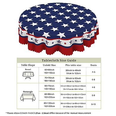 American Flag Tablecloth, Round Table Cloths, Washable Rectangle Table Covers for Holiday Decor