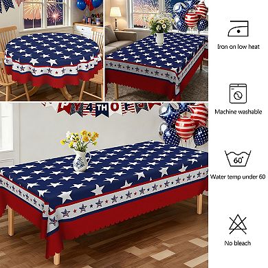 American Flag Tablecloth, Round Table Cloths, Washable Rectangle Table Covers for Holiday Decor