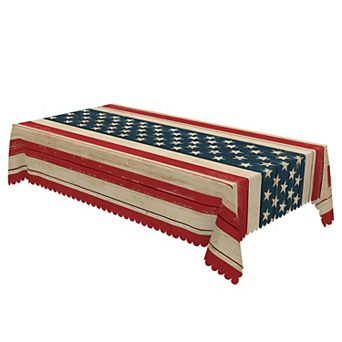 American Flag Tablecloth, Round Table Cloths, Washable Rectangle Table Covers for Holiday Decor
