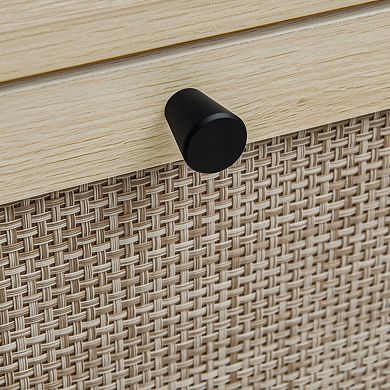 Rattan Shoe Cabinet with 3 Flip Drawers, Practical & Easy Shoe Storage for Entryway Living Room