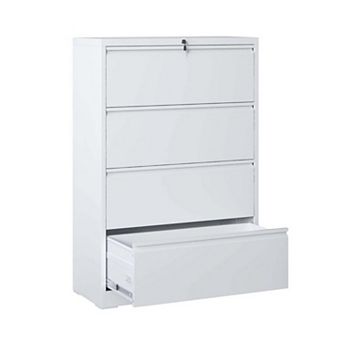 4-Drawer Lockable File Cabinet, Steel Lateral Filing Cabinet for Home Office, Fits Legal/A4/F4
