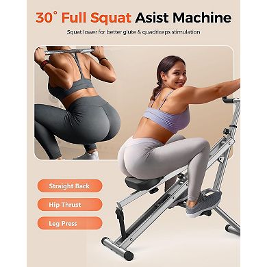 FED FITNESS Squat Machine, Ride Rowing Machine for Glute Core Legs Cardio Exercise, 350 LBS Capacity