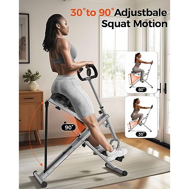 FED FITNESS Squat Machine, Ride Rowing Machine for Glute Core Legs Cardio Exercise, 350 LBS Capacity