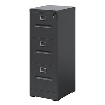 VIYET 3-Drawer Vertical File Cabinet - Locking Steel Storage for Letter & Legal Files