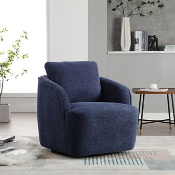 30.3"W Boucle Swivel Accent Chair, 360° Rotation, Comfy Sponge Cushion for Living Room, Bedroom