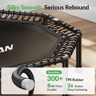 BCAN 51" Octagonal Mini Trampoline, Max Load 450 LBS Fitness Trampoline with T-Adjustable Handle Bar