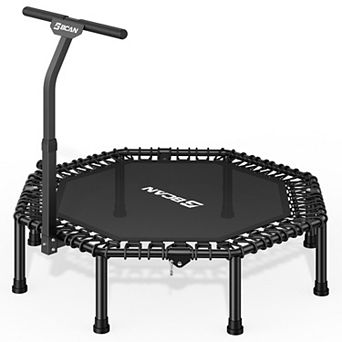 BCAN 51" Octagonal Mini Trampoline, Max Load 450 LBS Fitness Trampoline with T-Adjustable Handle Bar