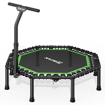 BCAN 51" Octagonal Mini Trampoline, Max Load 450 LBS Fitness Trampoline with T-Adjustable Handle Bar